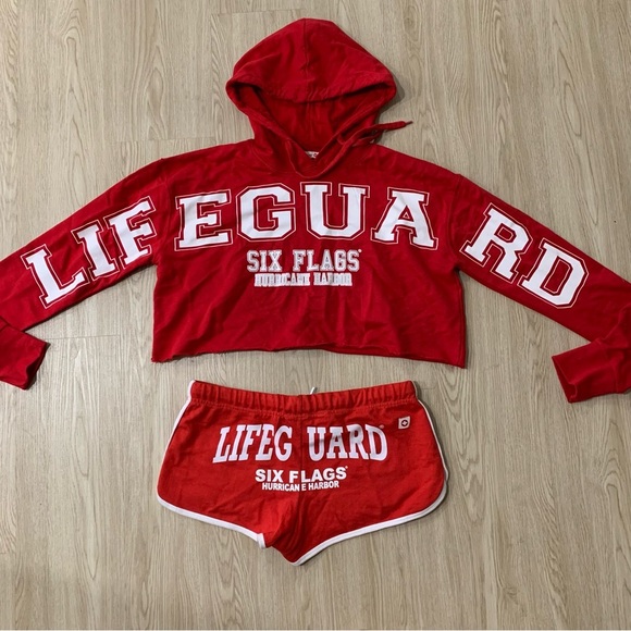 Tops - Lifeguard Six Flags Hurricane Harbor theme park souvenir hoodie shorts beach